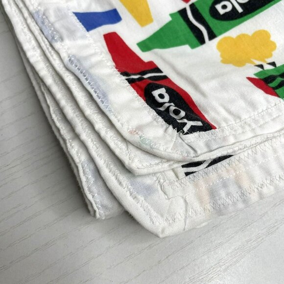 Vintage Handmade Crayola Crayons Blanket Bed Throw Primary Colorful 54" x  44" - Picture 6 of 11